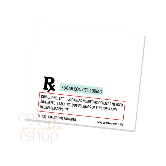cookie rx bag topper - digital download