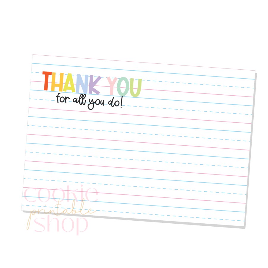 thank you for all you do 5" x 3.5" gift card cookie card - digital download