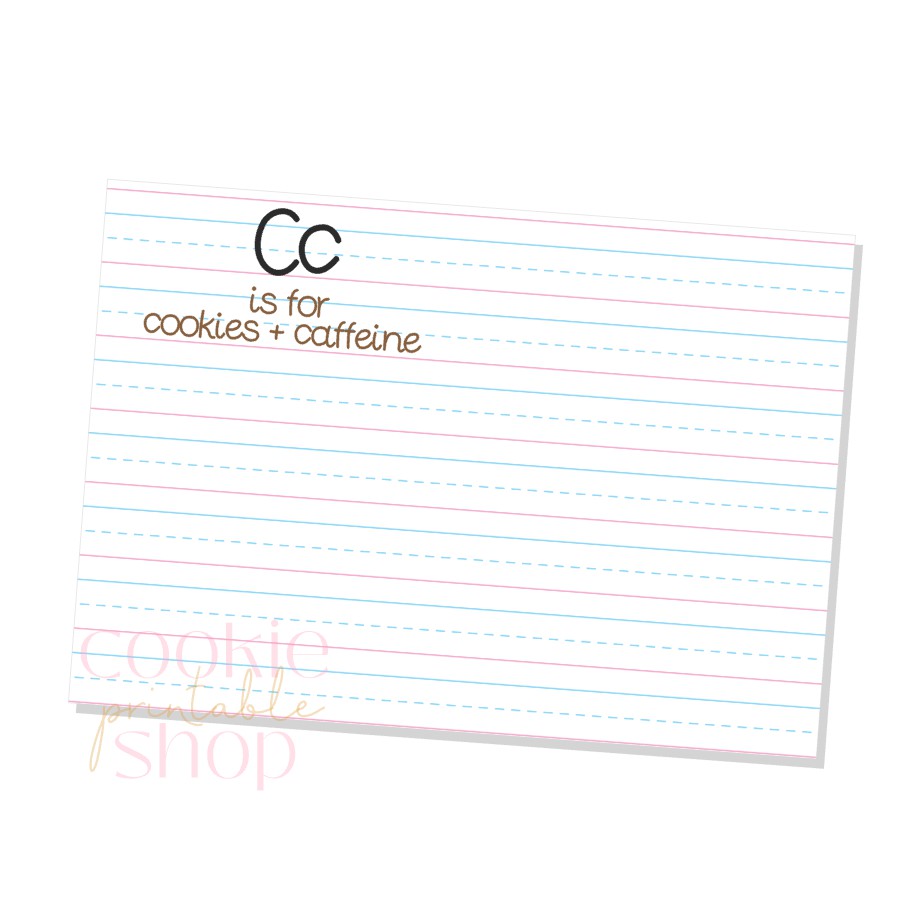 C is for cookies + caffeine 5" x 3.5" gift card cookie card - digital download