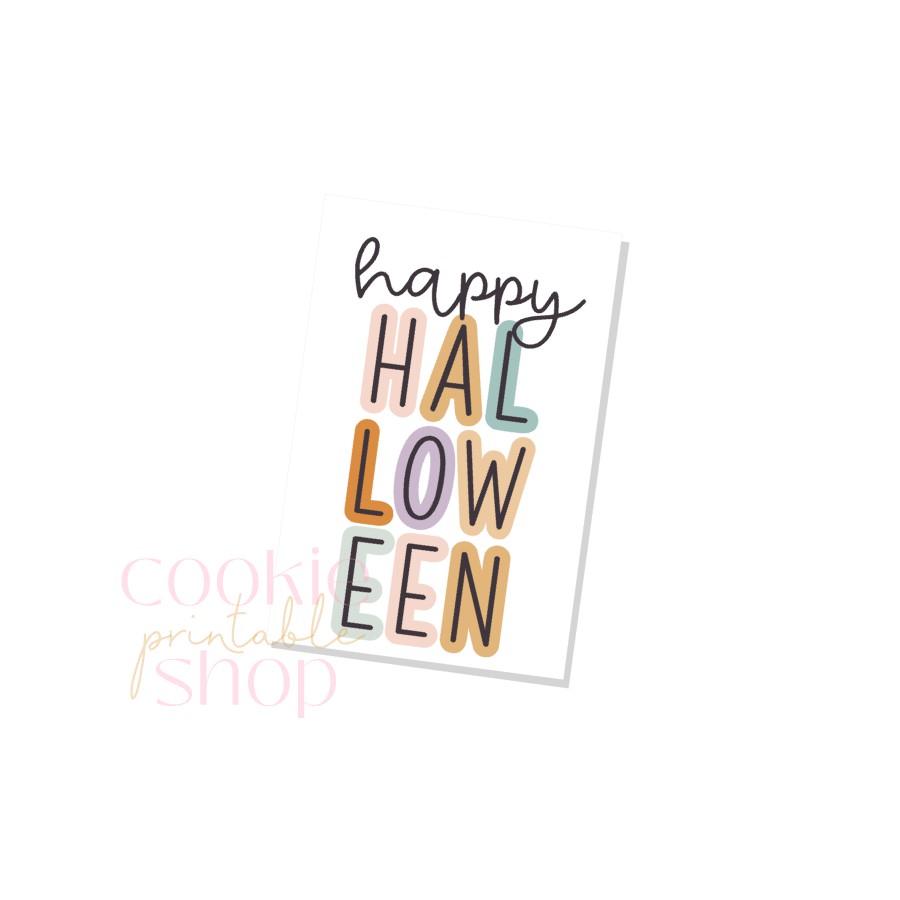 happy halloween rectangle tag - digital download