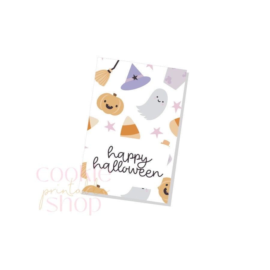 happy halloween rectangle tag - digital download