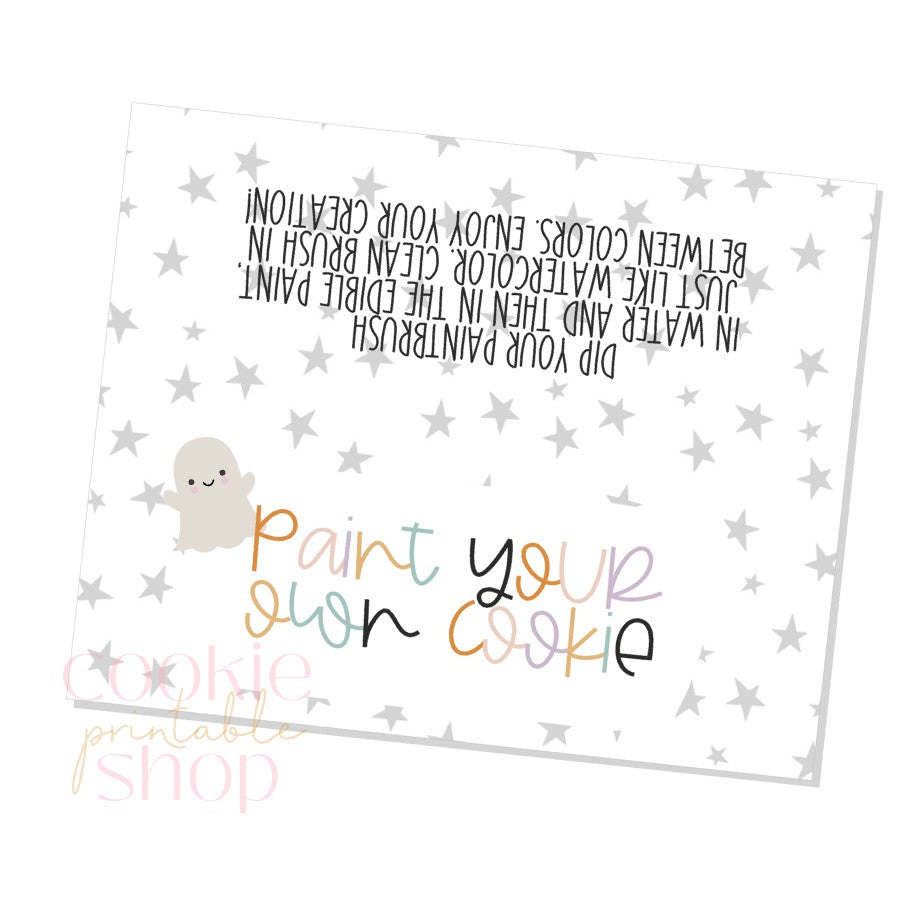 halloween paint your own cookie instructions bag topper - digital download