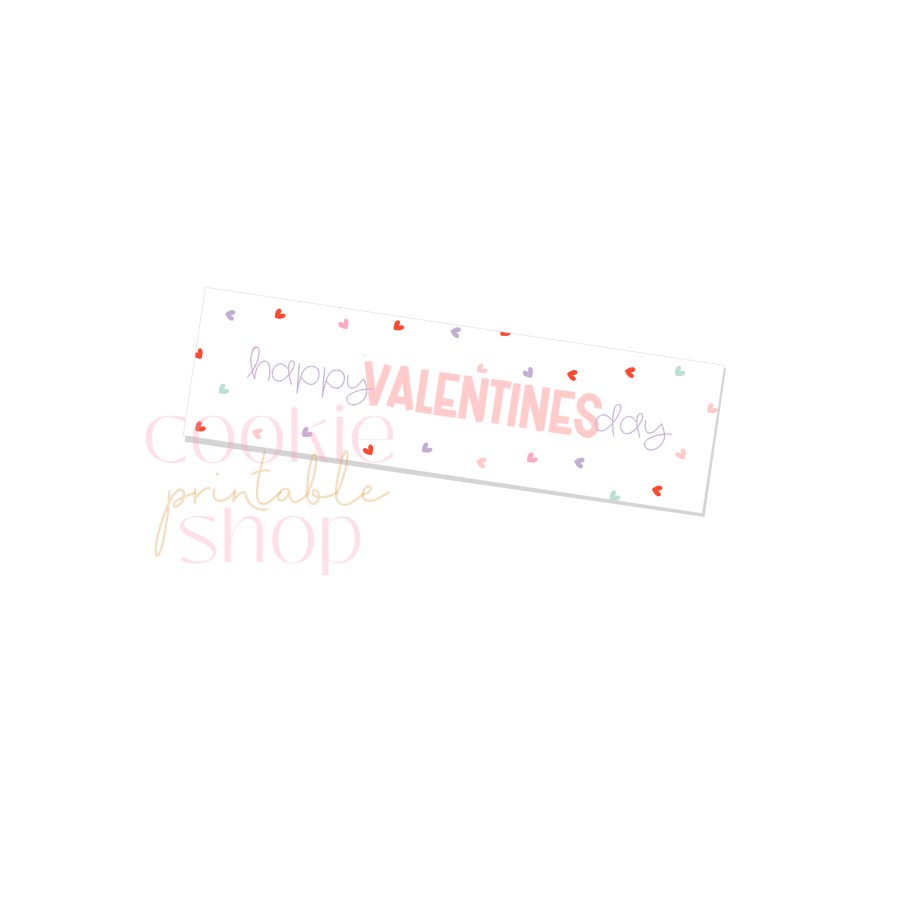 happy valentines day skinny rectangle tag - digital download