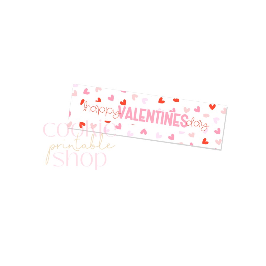 happy valentines day skinny rectangle tag - digital download
