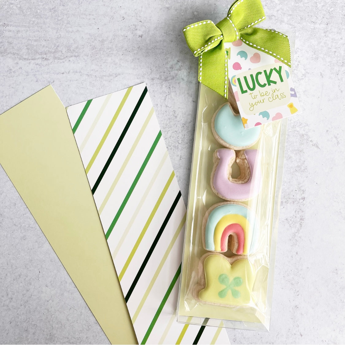 light green and green stripes double sided box backers - pack of 25