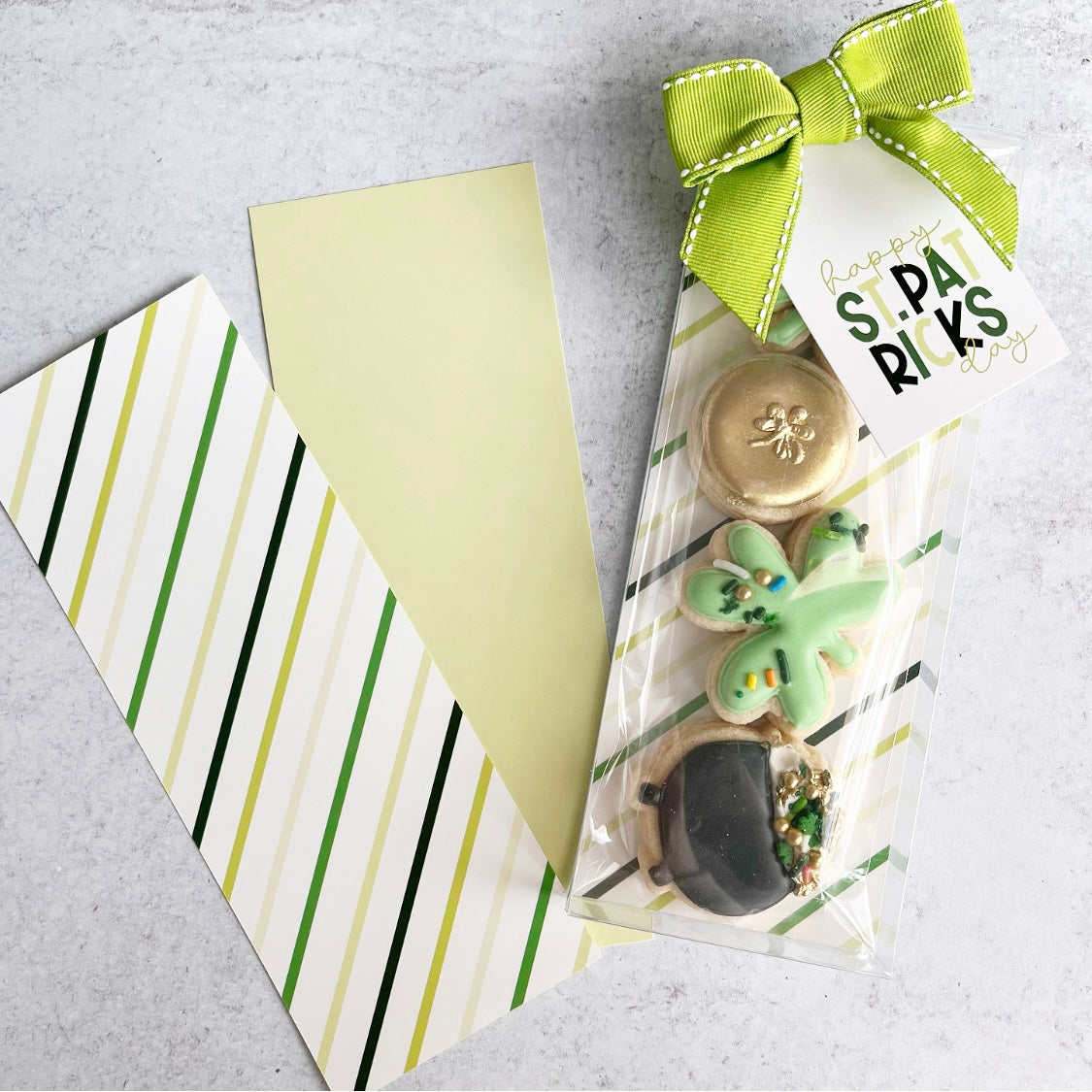 light green and green stripes double sided box backers - pack of 25