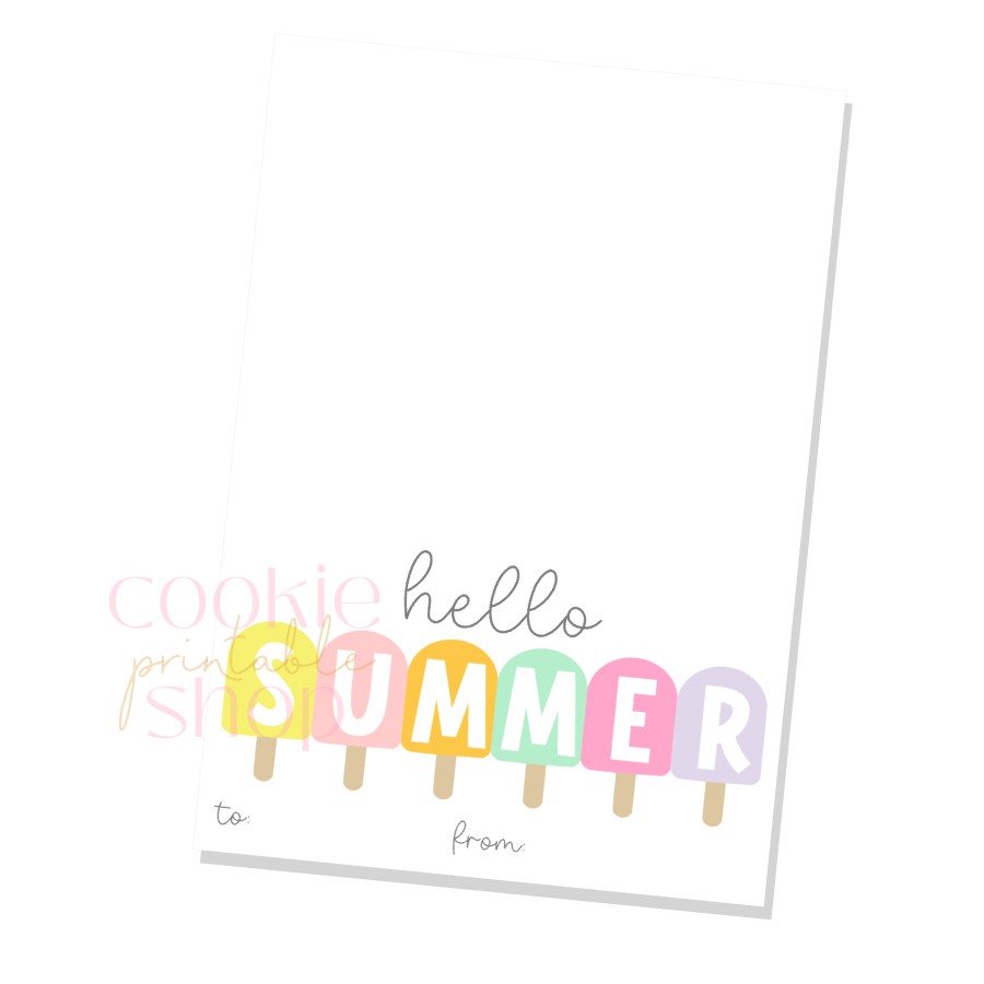 hello summer cookie card - digital download