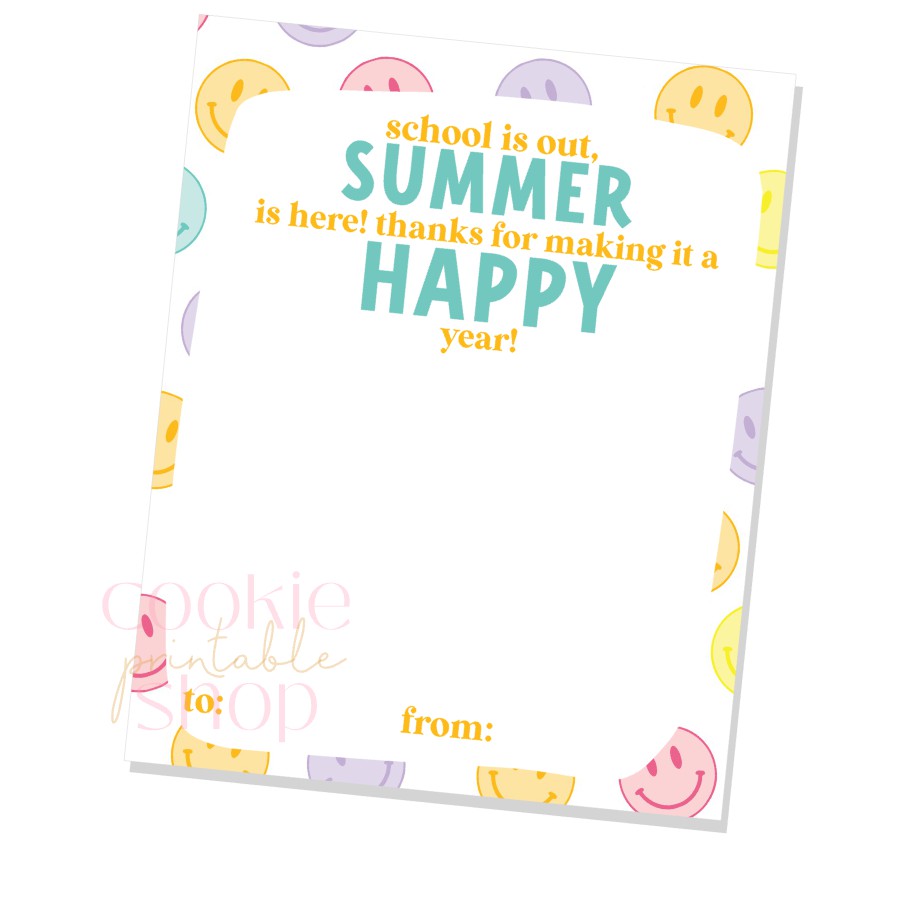 summer gift card holder / cookie card - digital download