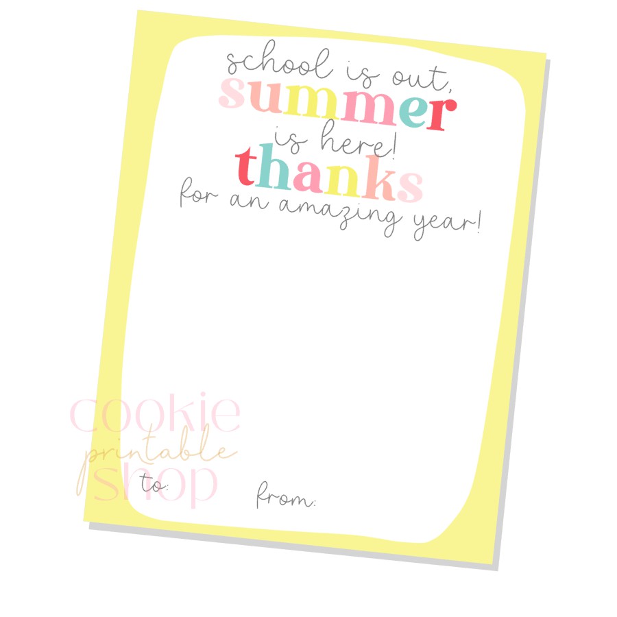 summer gift card holder / cookie card - digital download