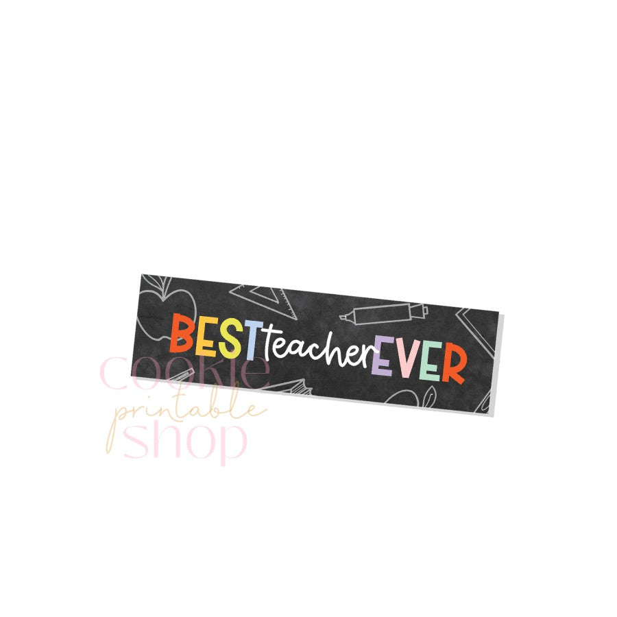 best teacher ever skinny rectangle tag - digital download