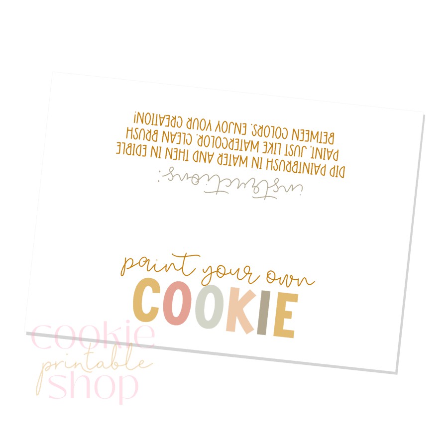 fall paint your own cookie instructions bag topper - digital download