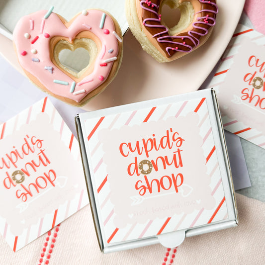 striped cupid's donut shop stickers 3.5x3.5 - pack of 24