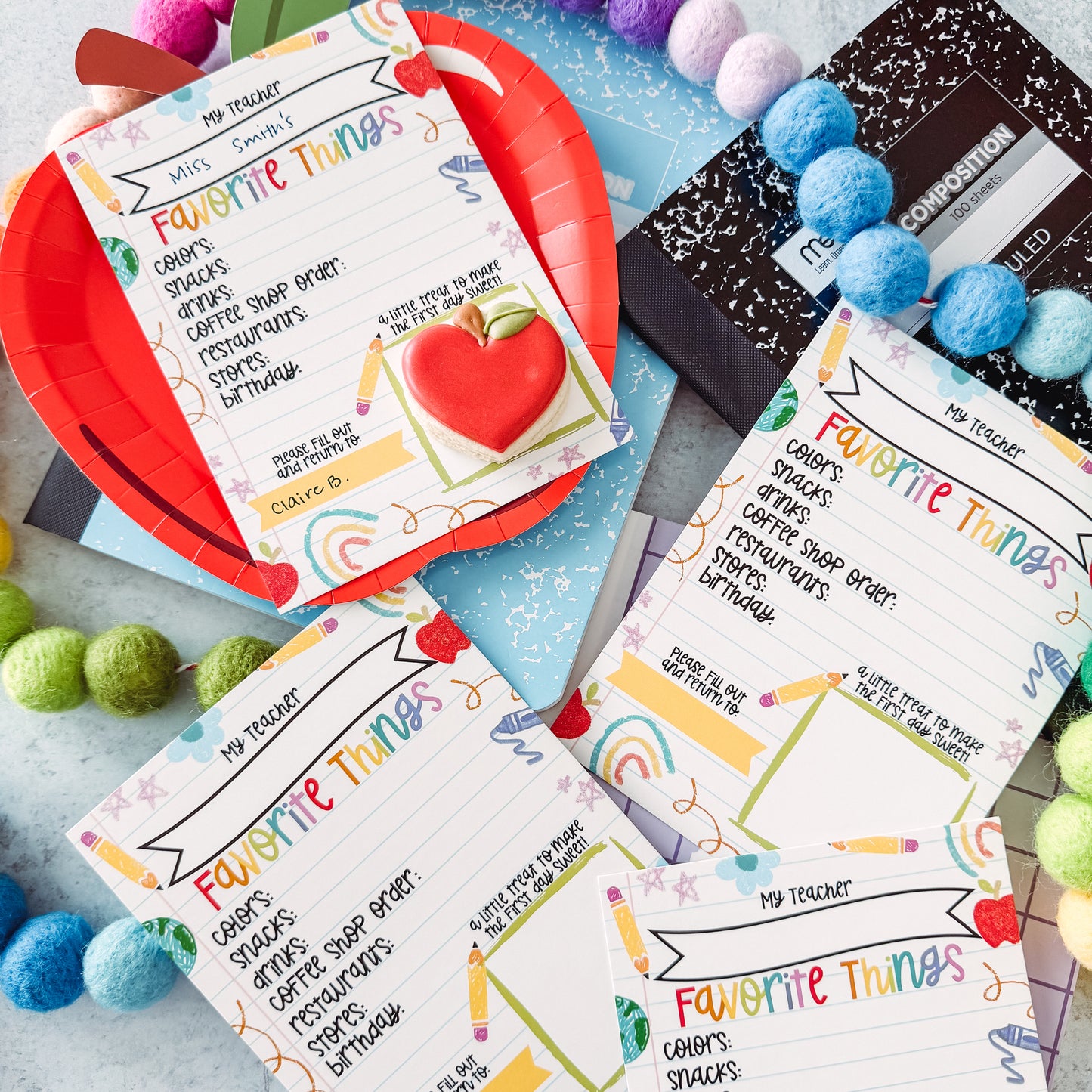 teacher’s favorite things 5x7 personalizable cards - pack of 24