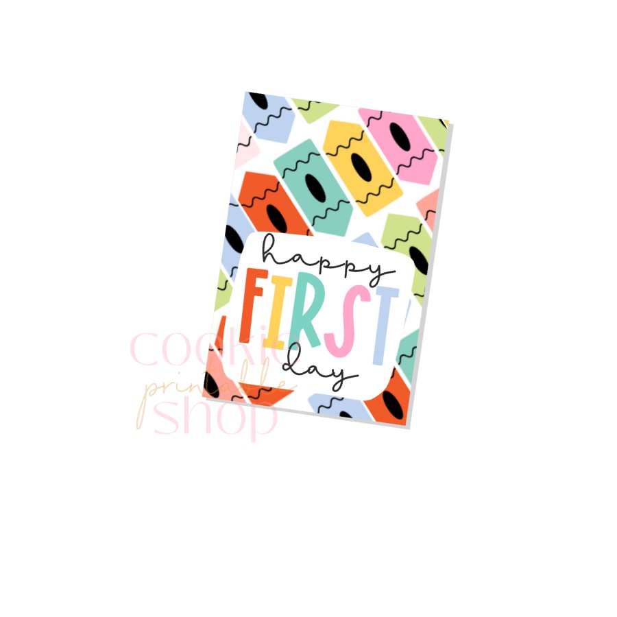 happy first day rectangle tag - digital download