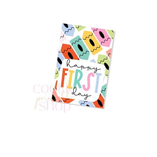 happy first day rectangle tag - digital download