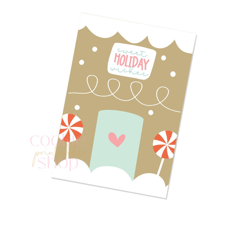 sweet holiday wishes cookie card - digital download