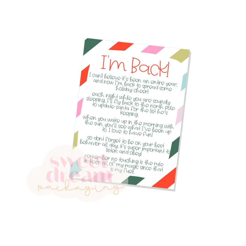 I'm back elf poem - digital download