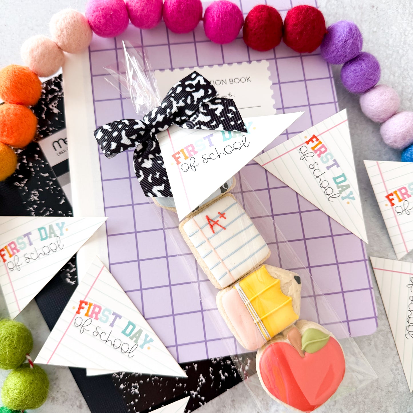 triangle flag first day of school 3x3.5” tags - pack of 24