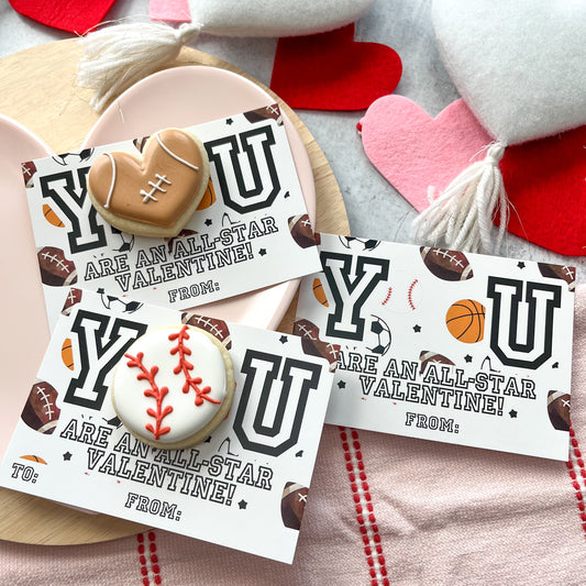 you are an all-star valentine 5x3.5" cookie cards - pack of 24