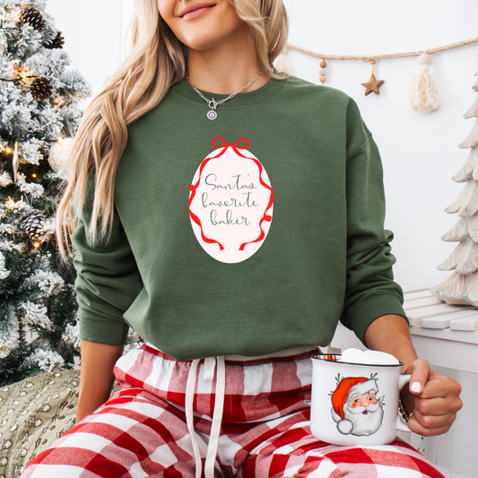 coquette santa's favorite baker crewneck sweatshirt