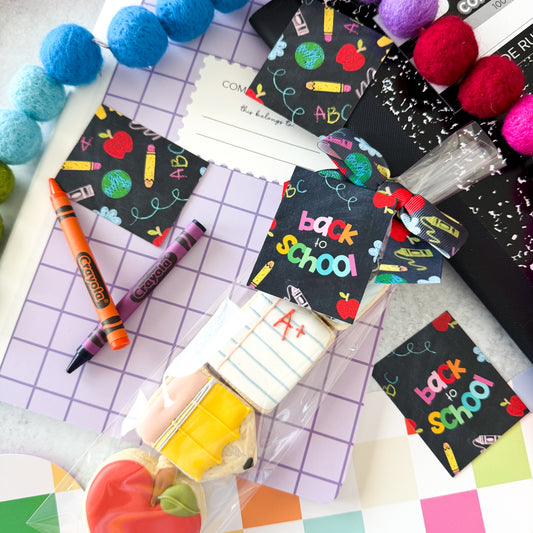 colorful chalk back to school 2.5x2" tags - pack of 24