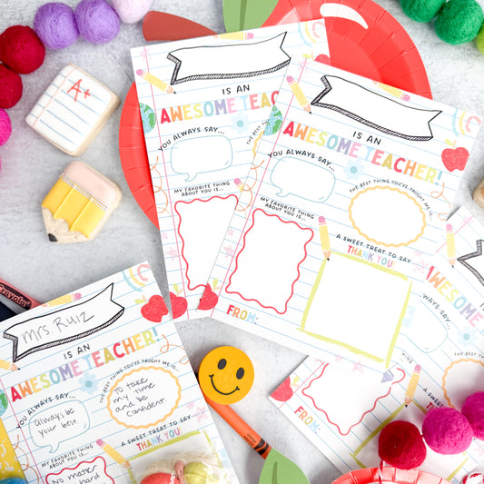 awesome teacher 5x7 personalizable cards - pack of 24