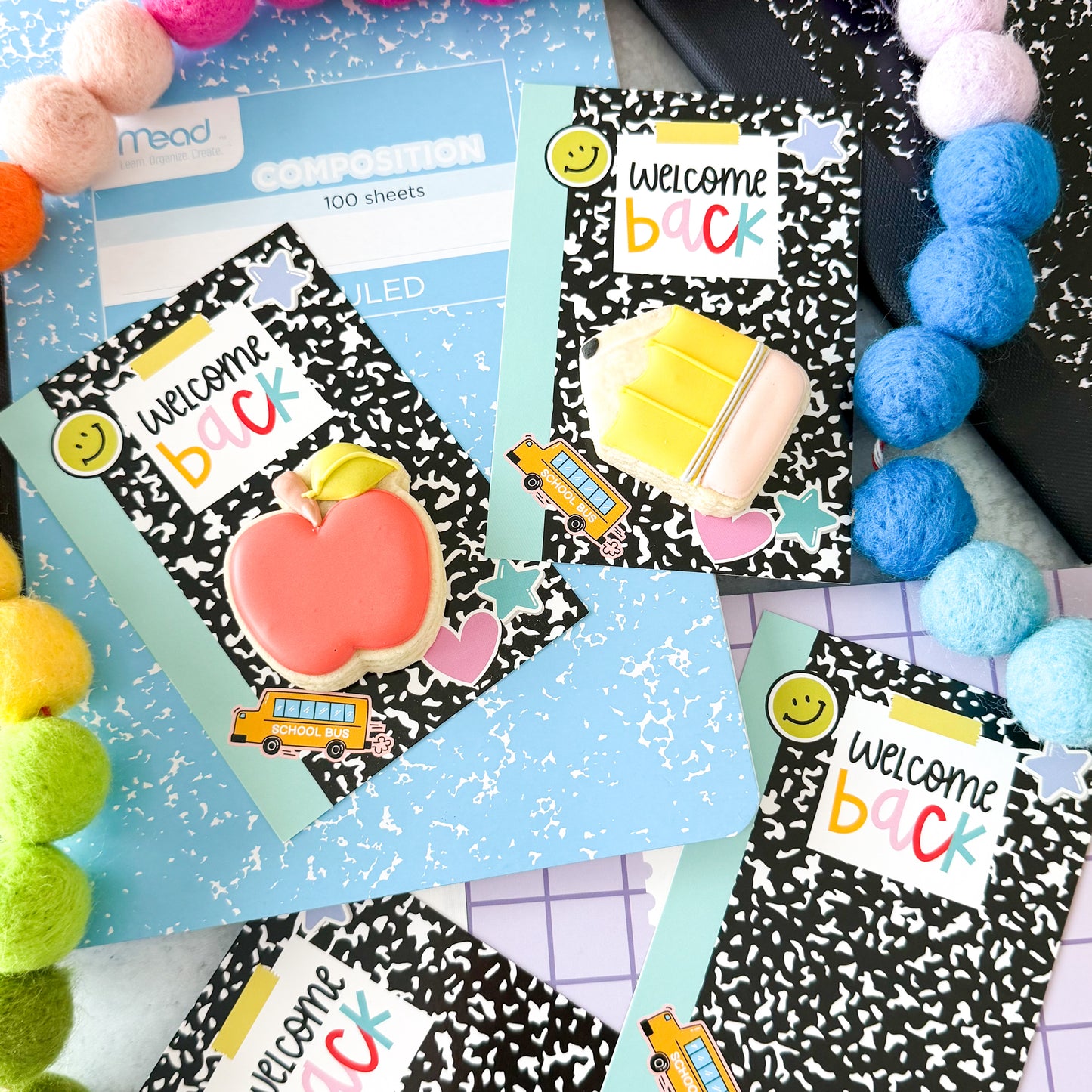 2026 composition book welcome back 3.5x5"  cookie cards - pack of 24