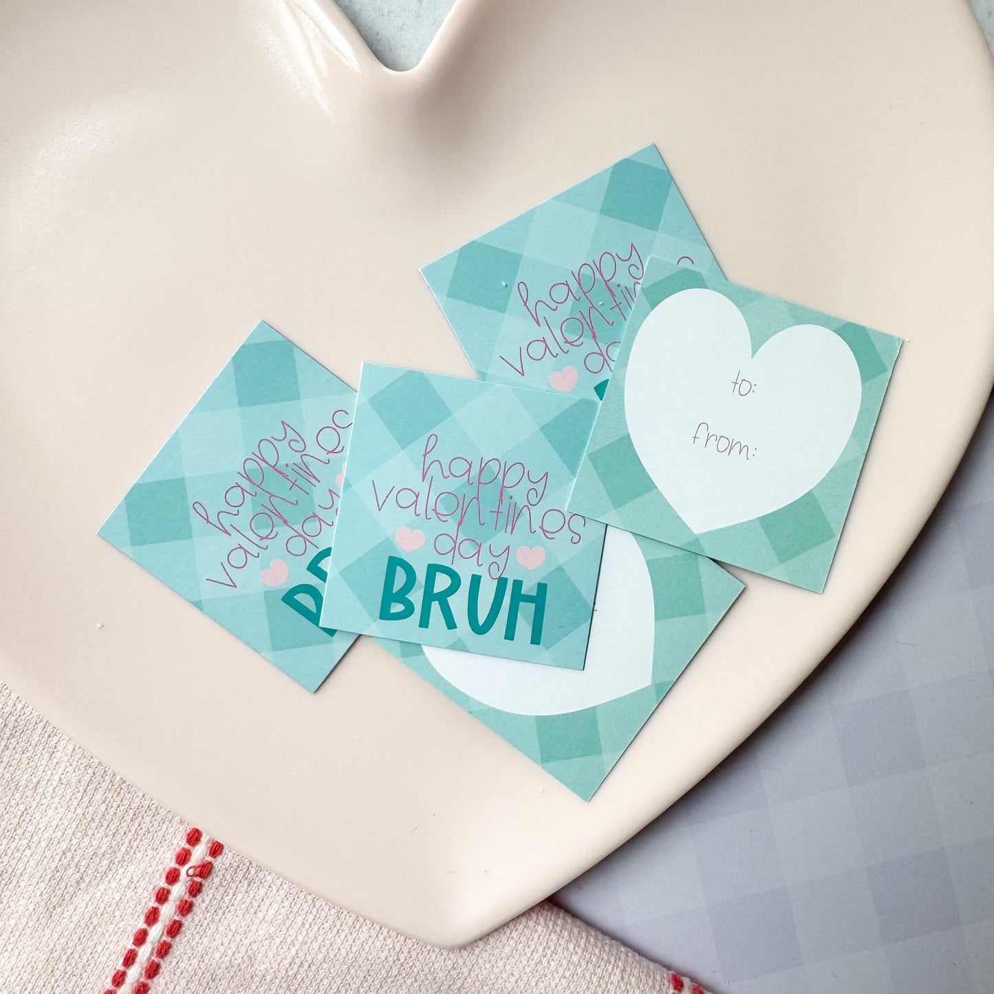 happy valentines day bruh square tags - pack of 24