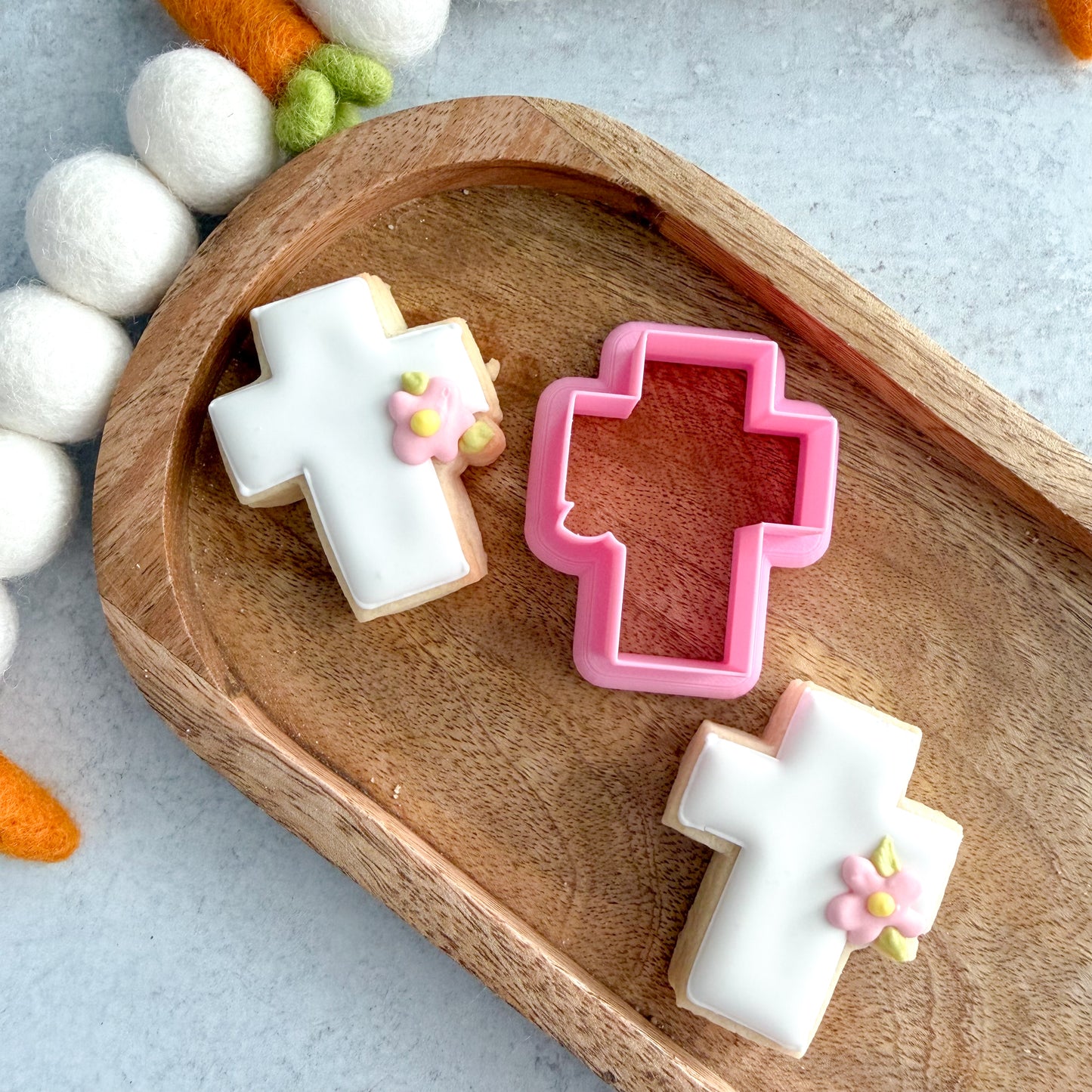 mini cross with flower cookie cutter