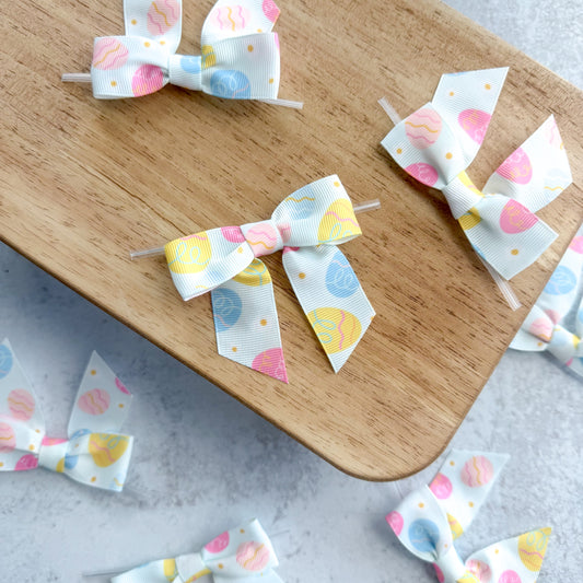 easter eggs pre-tied 4" grosgrain bows with clear twist ties - set of 25