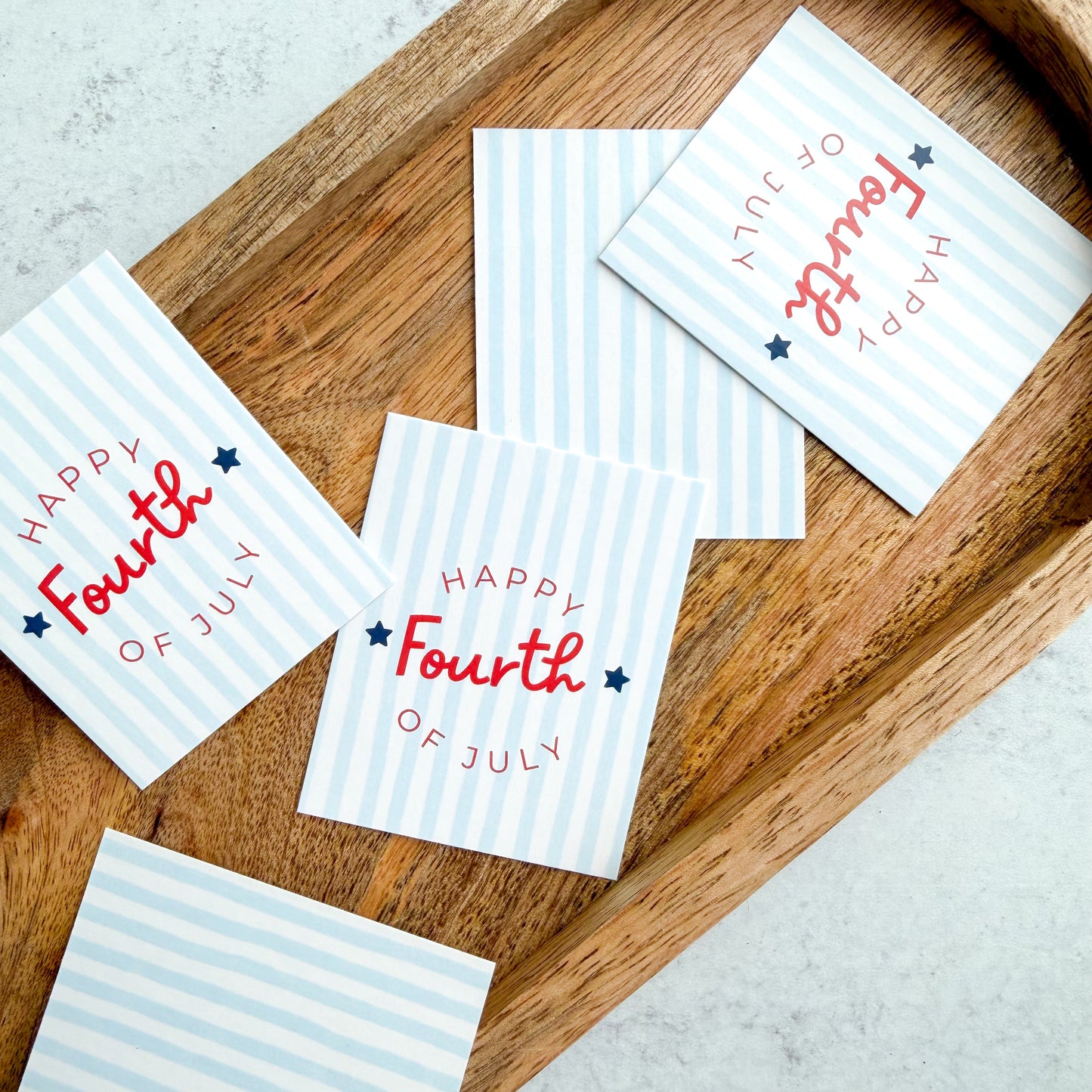 light blue striped happy fourth of july 2.5x2" tags - pack of 24