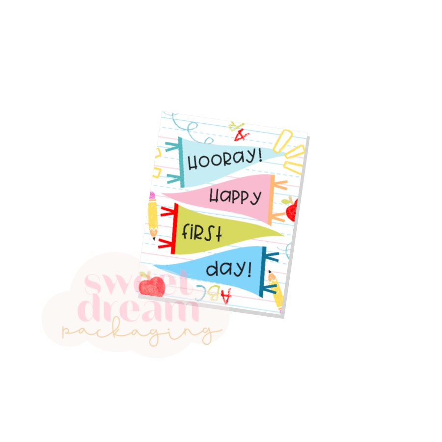 hooray happy first day 2" x 2.5" tag - digital download