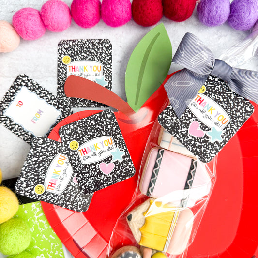 2026 composition book rounded 2.5x2" tags - pack of 24