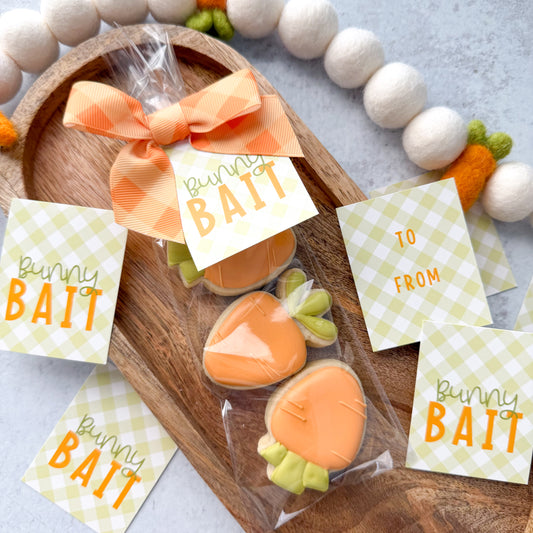 green gingham bunny bait 2.5x2" tags - pack of 24