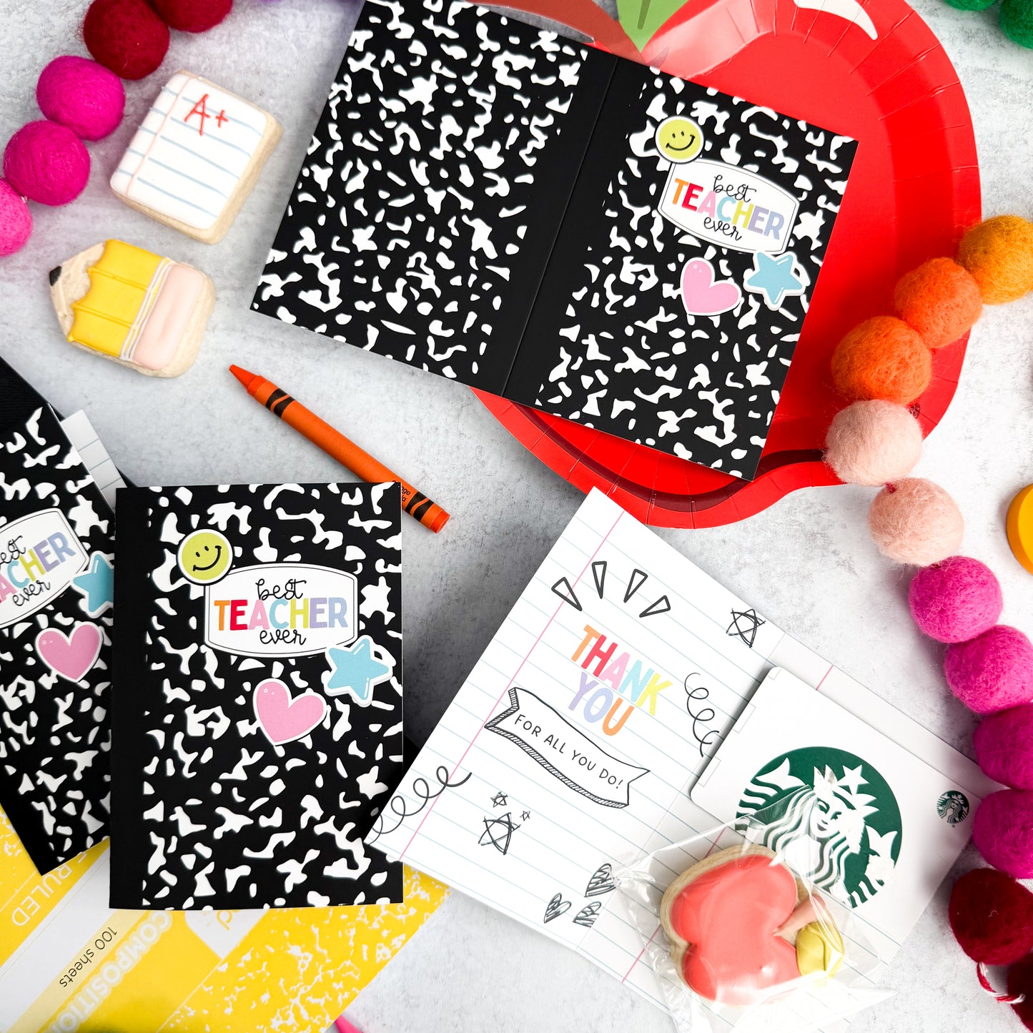 composition book folded 3.5x5" cards - pack of 24