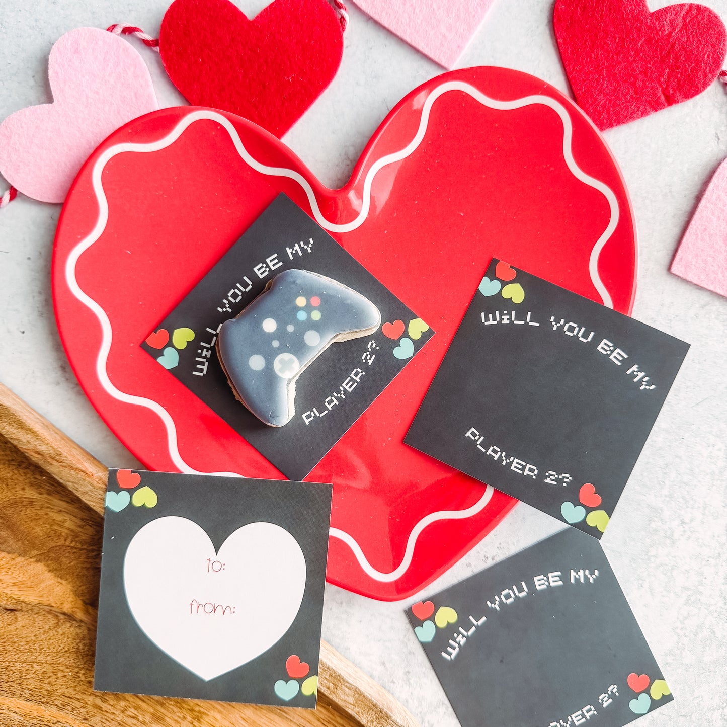 will you be my player 2? 3.25 x 3.25"  cookie cards - pack of 24