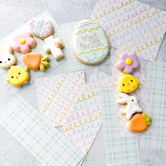 loops and blue plaid double sided box backers  - pack of 24