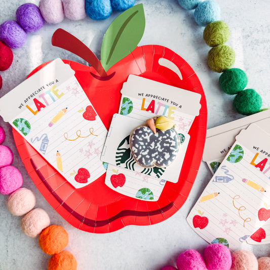 we appreciate you a latte die cut coffee cup 3.5 x 5"  cookie cards - pack of 24