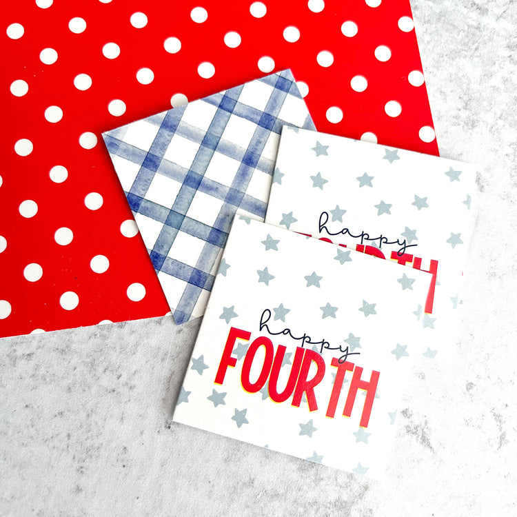 happy fourth square tags - pack of 24