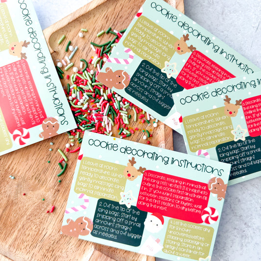 cookie decorating instructions 5" x 3.5"  cards - pack of 24