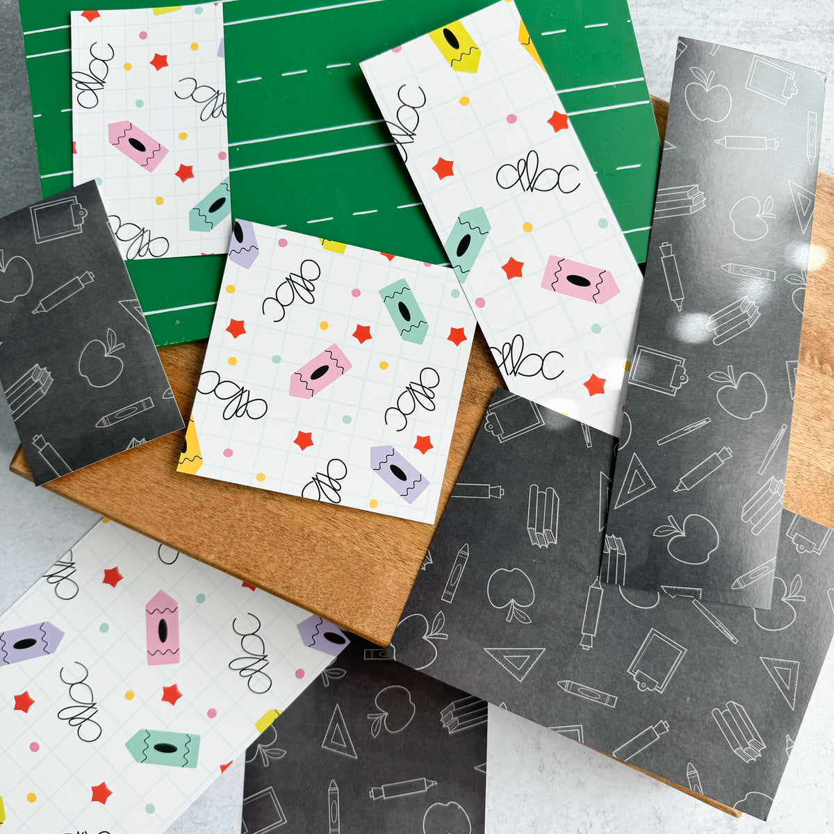 chalkboard doodles and school graph paper double sided box backers - p ...