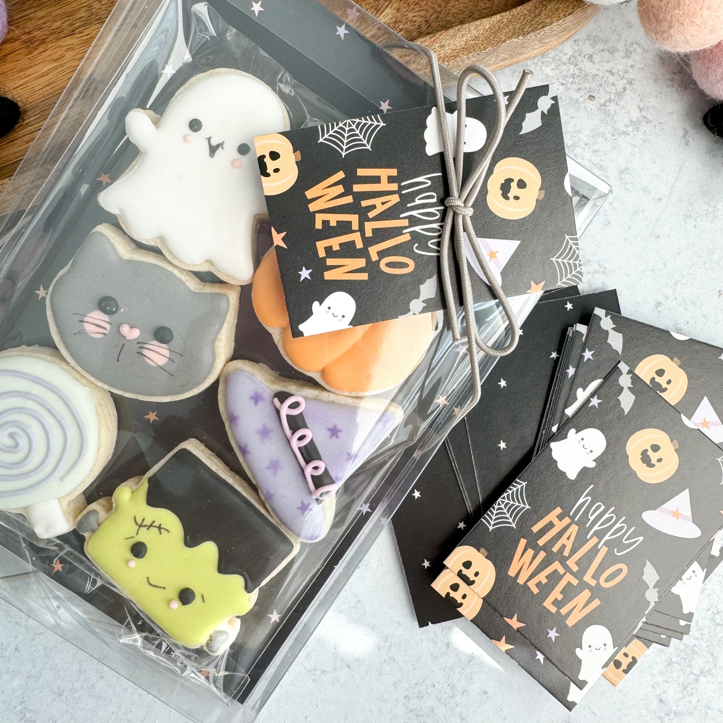 black happy halloween rectangle tags - pack of 24