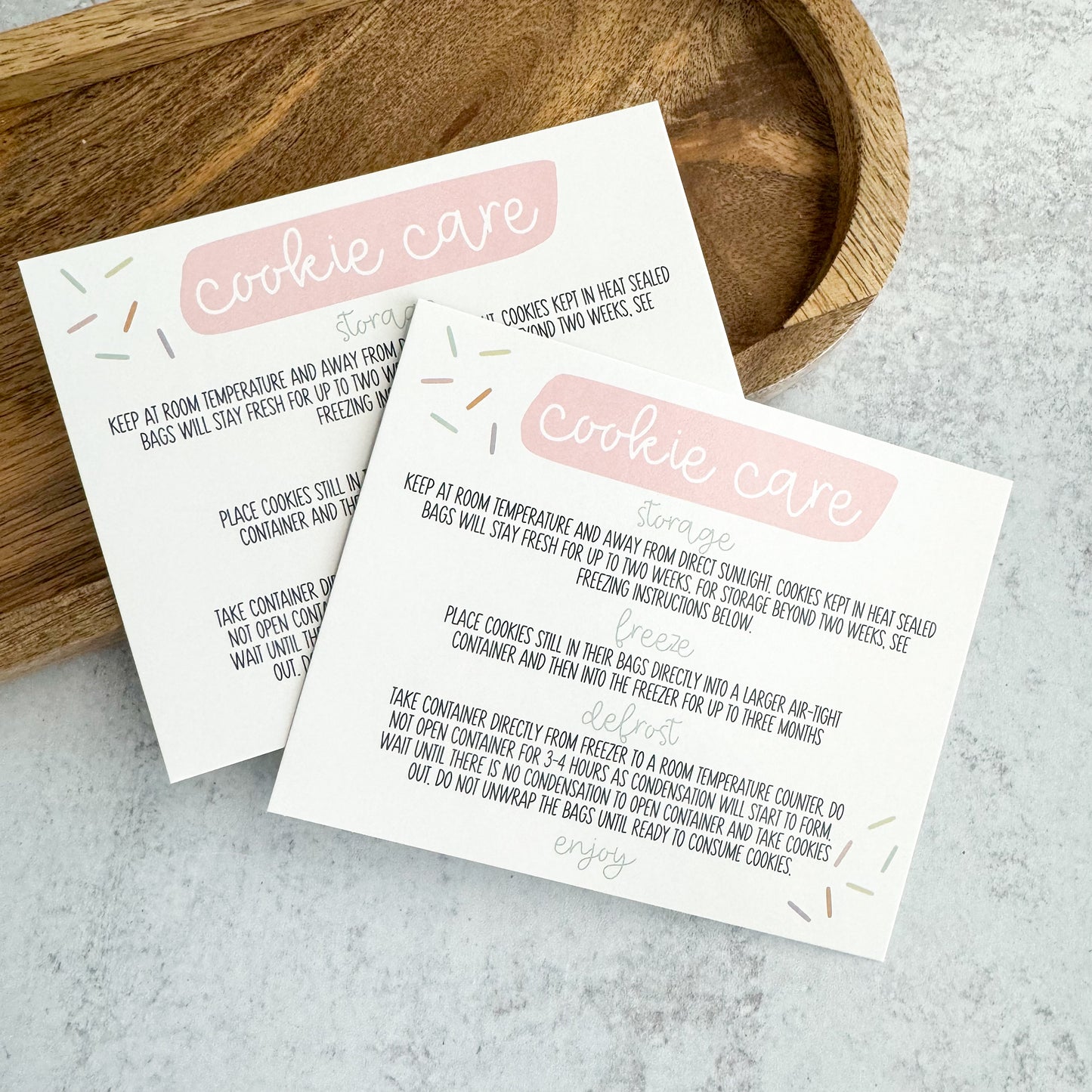 pink cookie care cards 5x4 - pack of 24