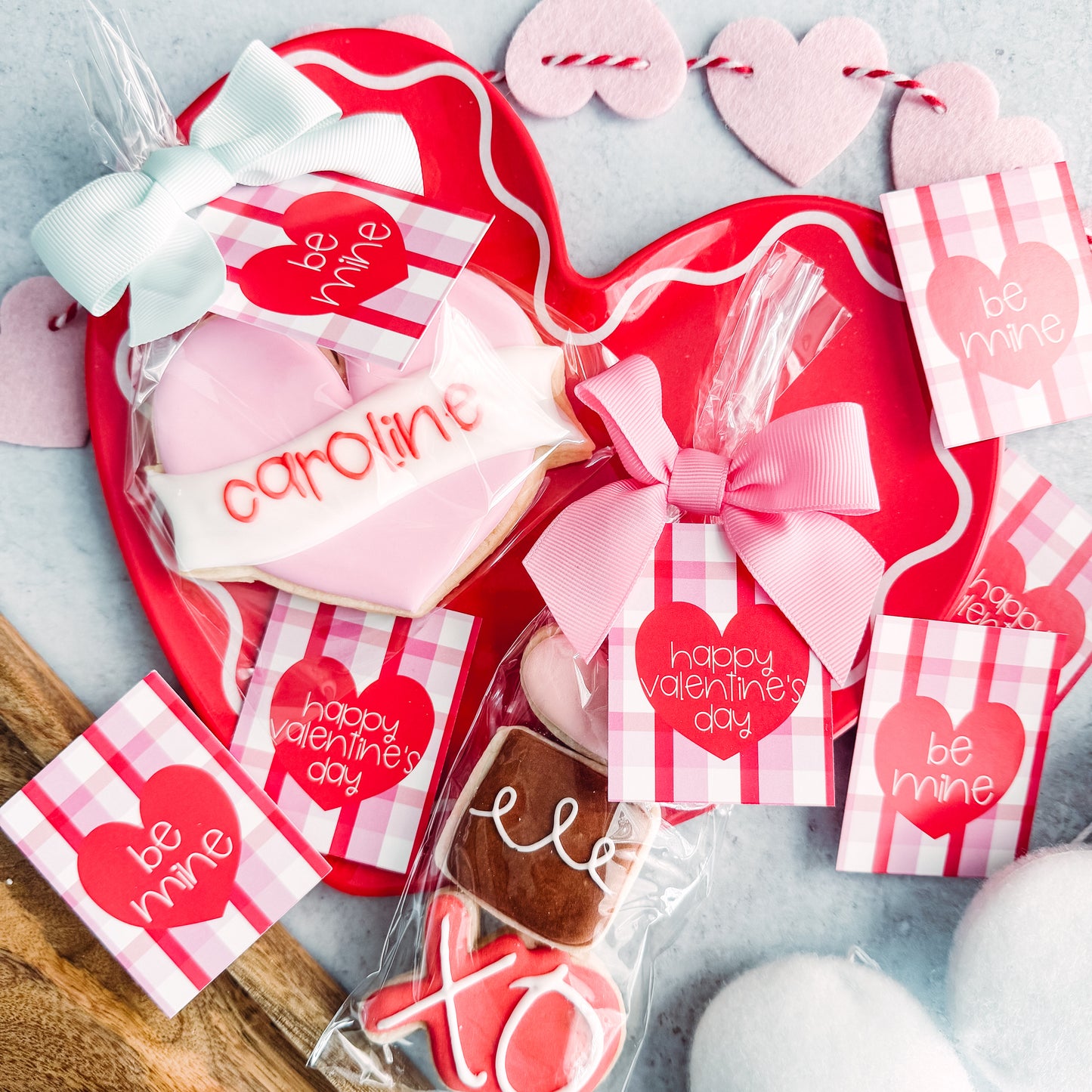 be mine and happy valentine's day double sided 2.5x2" tags - pack of 24