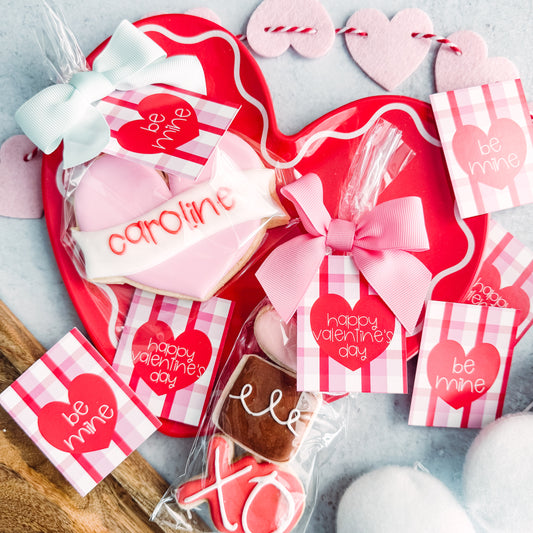 be mine and happy valentine's day double sided 2.5x2" tags - pack of 24