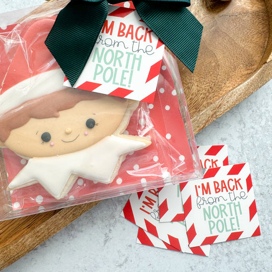 i'm back from the north pole square tags - pack of 24