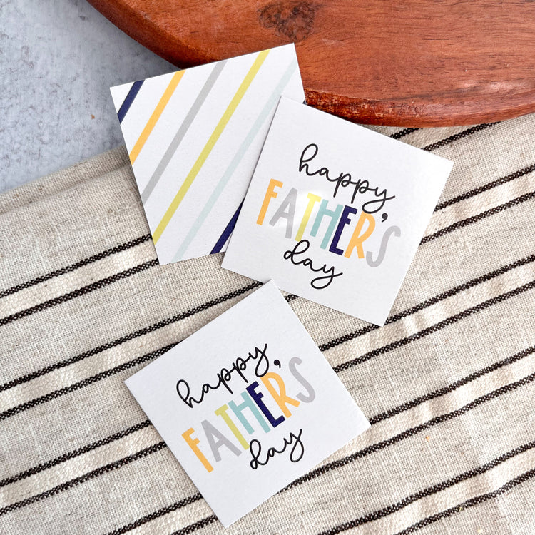 multi color lettering happy fathers day square tags - pack of 24