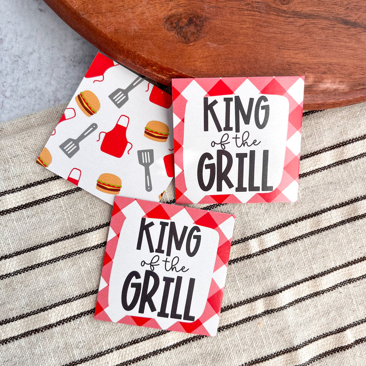 king of the grill square tags - pack of 24