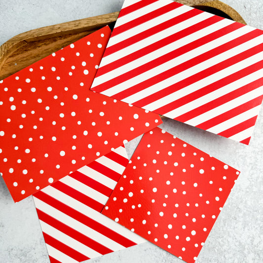 red dots and stripes double sided box backers  - pack of 24