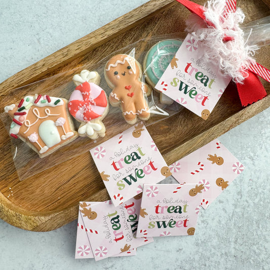 pink a holiday treat for someone sweet square tags - pack of 24